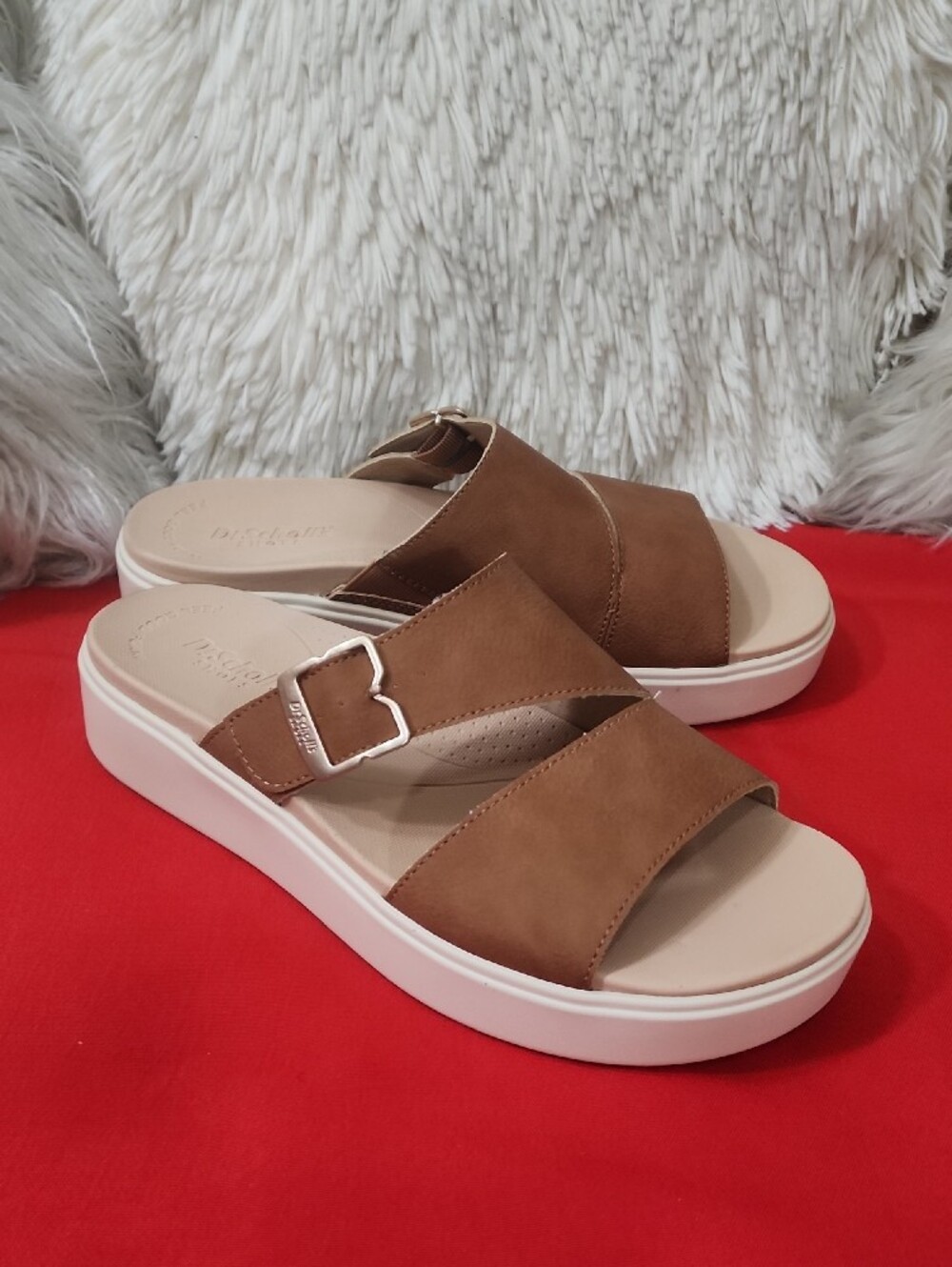 Dr. Scholl's Women's Madison Cloud Slide Brown Comfort Platform Sandals